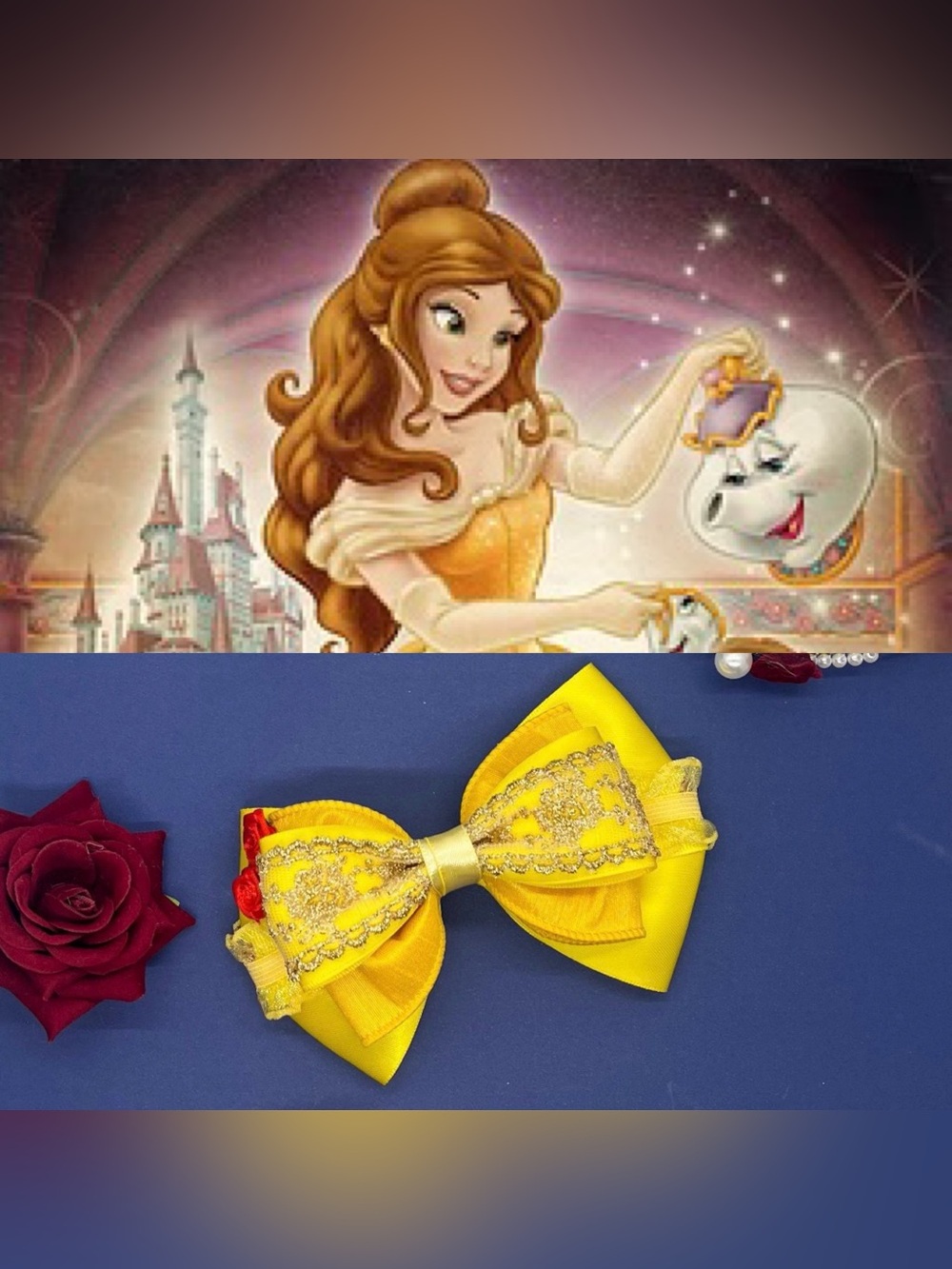 Disney Beauty & The Beast Belle Inspired Bow